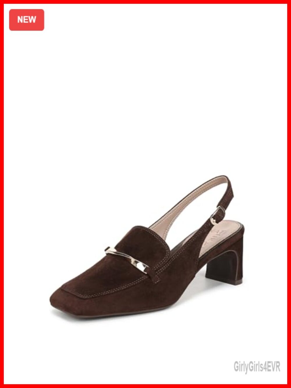 Naturalizer Cypress Suede Slingback Block Heel Square Toe Dress Pumps